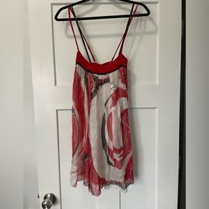 Bebe Vintage Disco Mini Dress Spaghetti Strap Shimmer Size XS